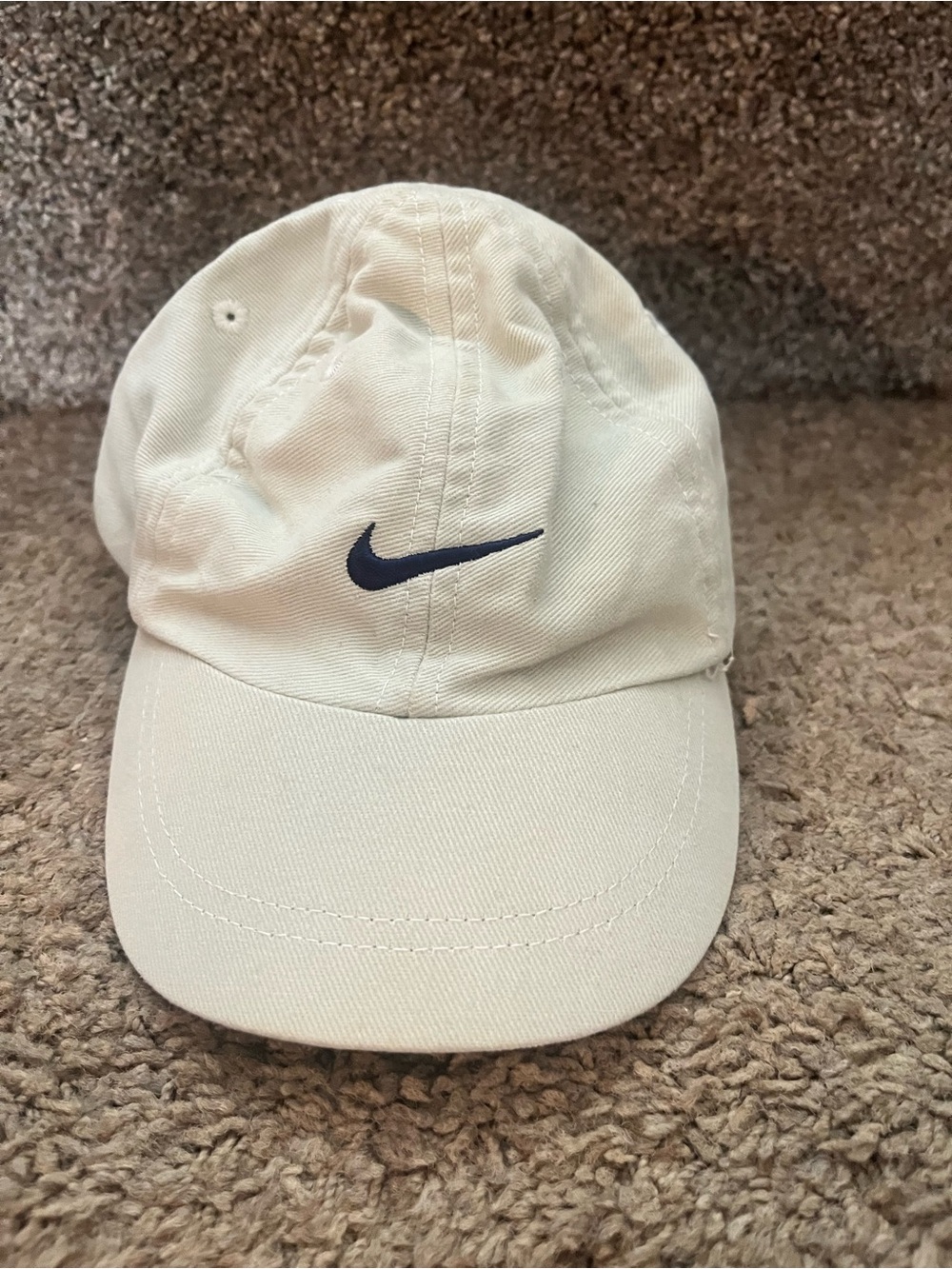 Vintage Nike Hat Cap Size Infant 12 months Beige Swoosh 100% Cotton